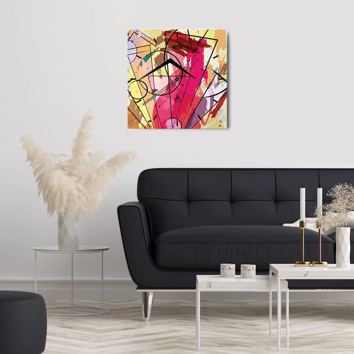 Horloge murale - Pendule murale - Abstraction avec des lignes et des formes géométriques - 30x30cm - Explosion - Décoration murale moderne pour le salon et la chambre ARTTOR