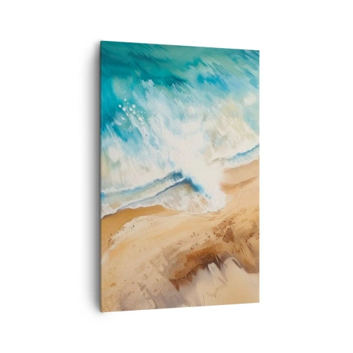 Impression sur toile - Image sur toile - Une vague de mer s'écrasant contre le rivage sablonneux - 80x120cm - La vague qui revient - Décoration murale moderne pour le salon et la chambre ARTTOR