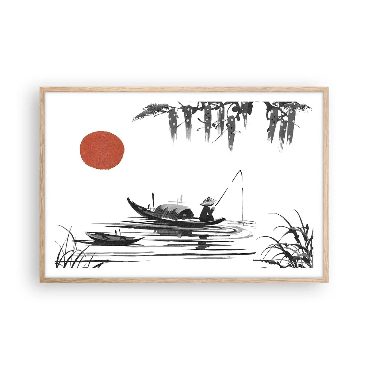 Affiche dans un chêne clair - Poster - Après-midi asiatique - 91x61 cm