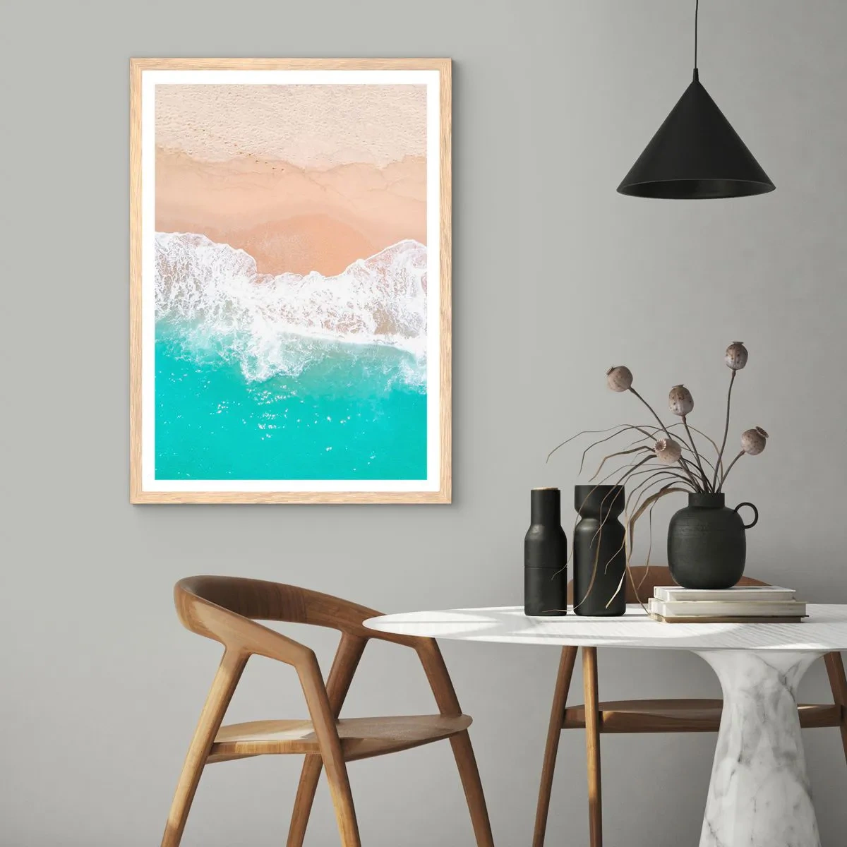 Affiche dans un chêne clair - Poster - Caresse de l'océan - 61x91 cm