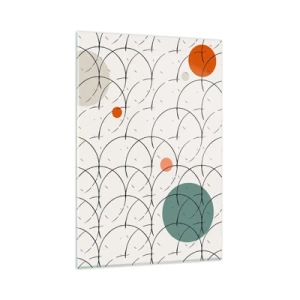 Impression sur verre - Image sur verre - Motif géométrique avec des cercles colorés sur un fond clair - 80x120cm - Dans l'esprit pop art - Décoration murale moderne pour le salon et la chambre ARTTOR