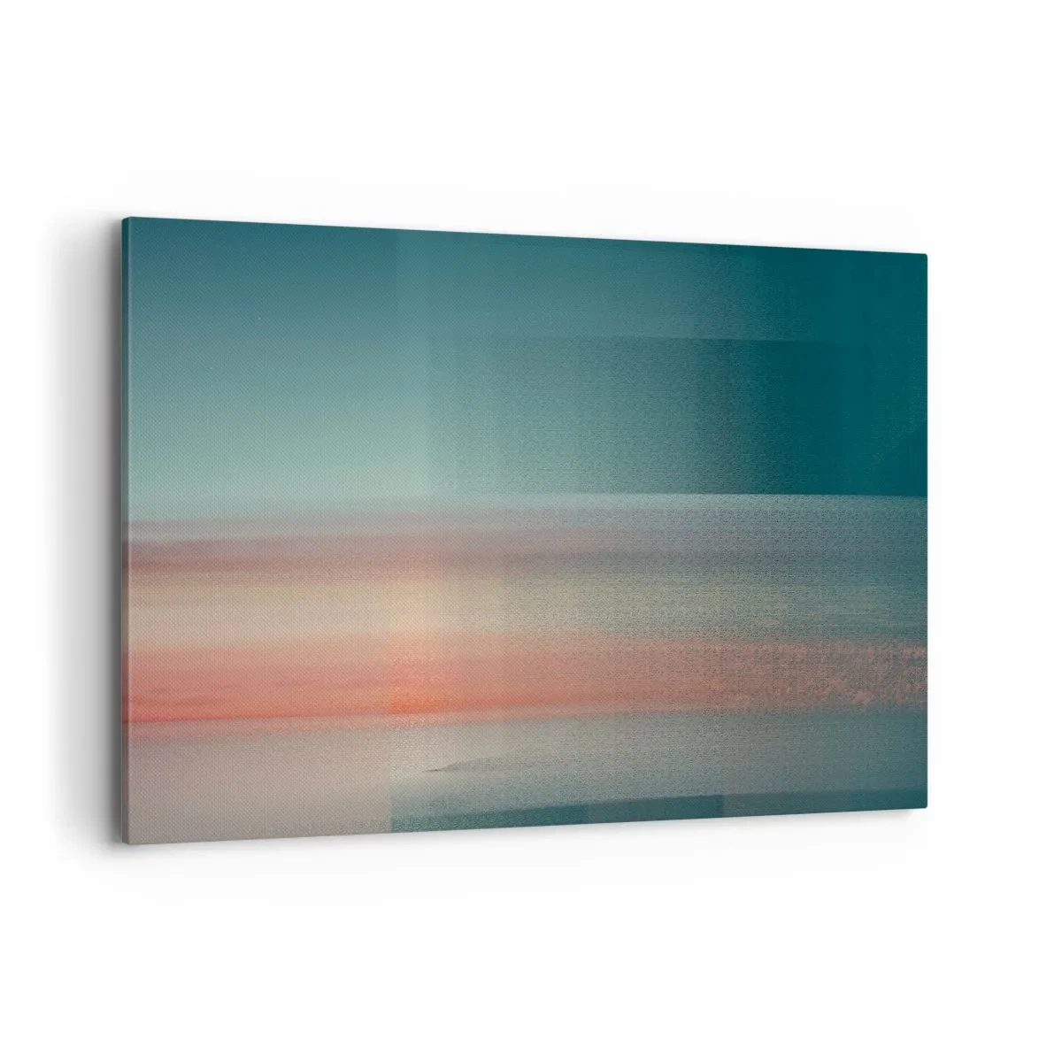 Impression sur toile - Image sur toile - Un coucher de soleil aux tons pastel sur un horizon calme - 120x80cm - Résumé : vagues de lumière - Décoration murale moderne pour le salon et la chambre ARTTOR
