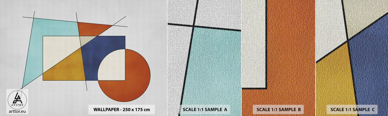 Échantillon de Papier Peint Premium Canvas - Abstraction : plaisir moderniste - Géométrique, Moderne, Minimalisme - 100x30 cm