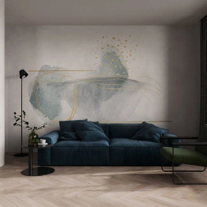Papier peint sur mesure Premium Sand - À propos de la relation entre le gris et l'or - Abstraction, Morceau, Formes intéressantes