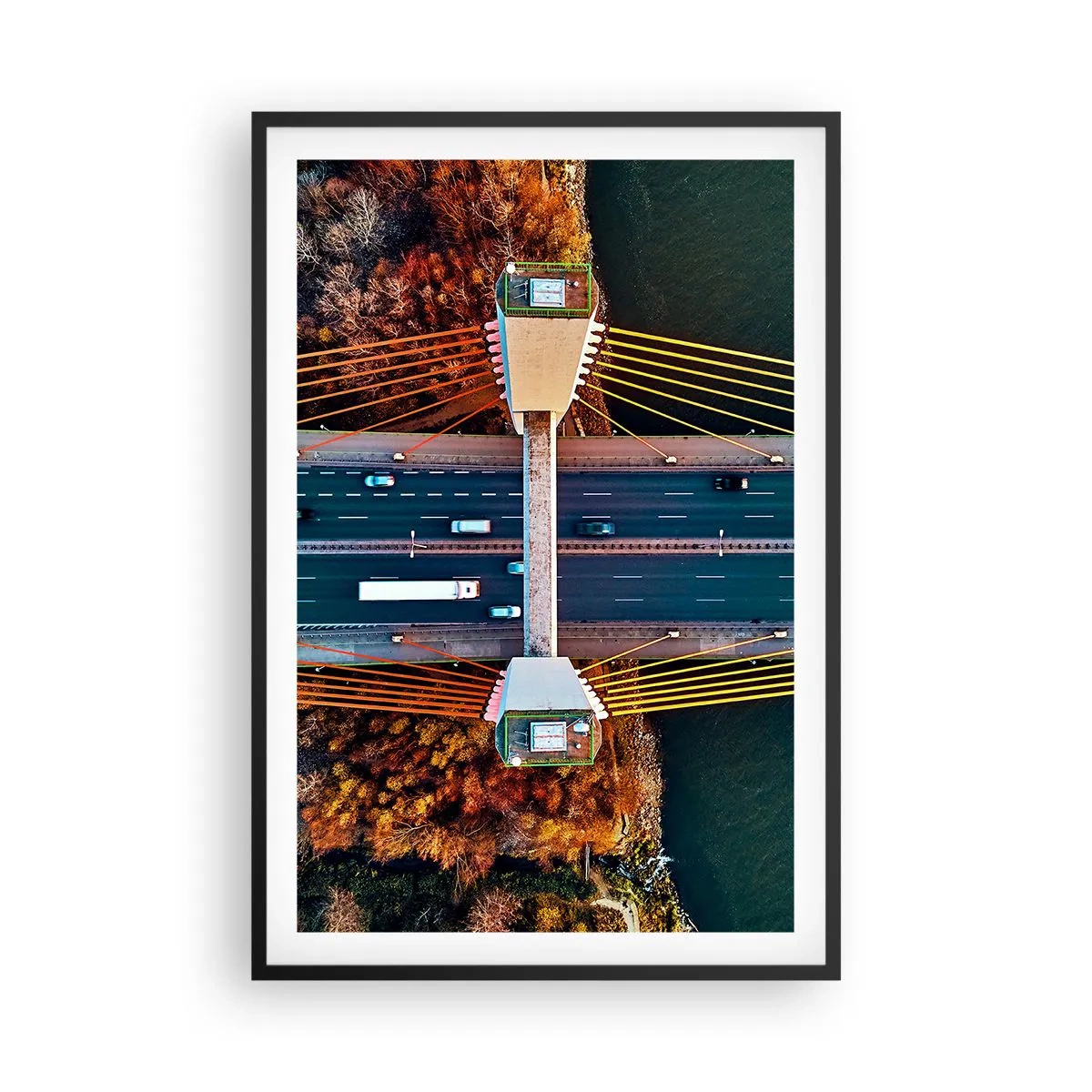 Affiche dans un cadre noir - Poster - Au dessus de l'eau et de la forêt - 61x91 cm