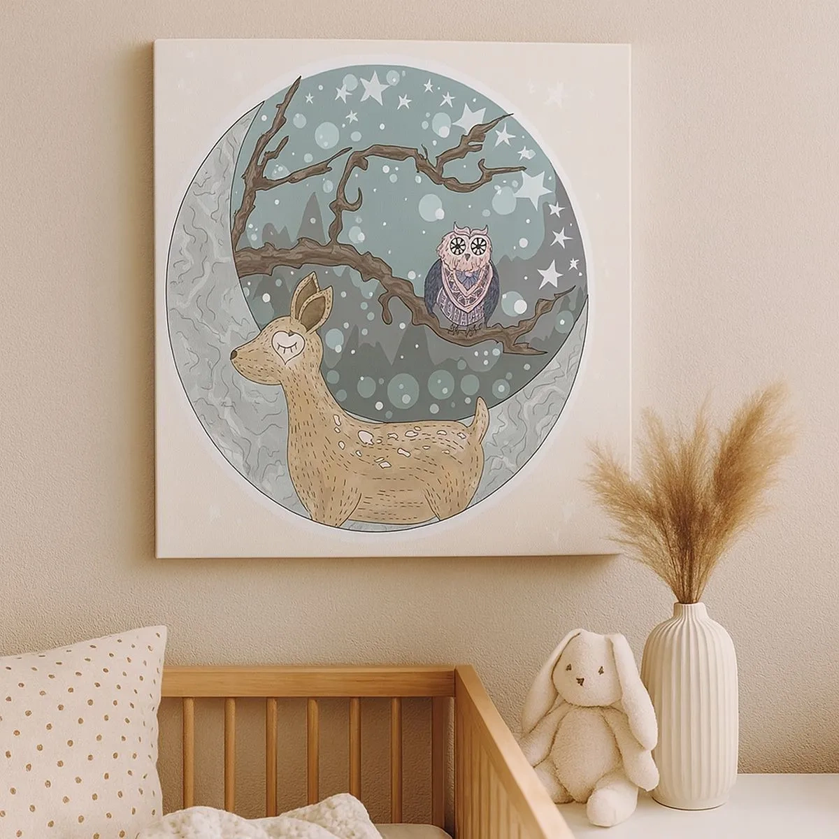 Impression sur toile - Image sur toile - Une nuit de conte de fées en forêt - 30x30 cm