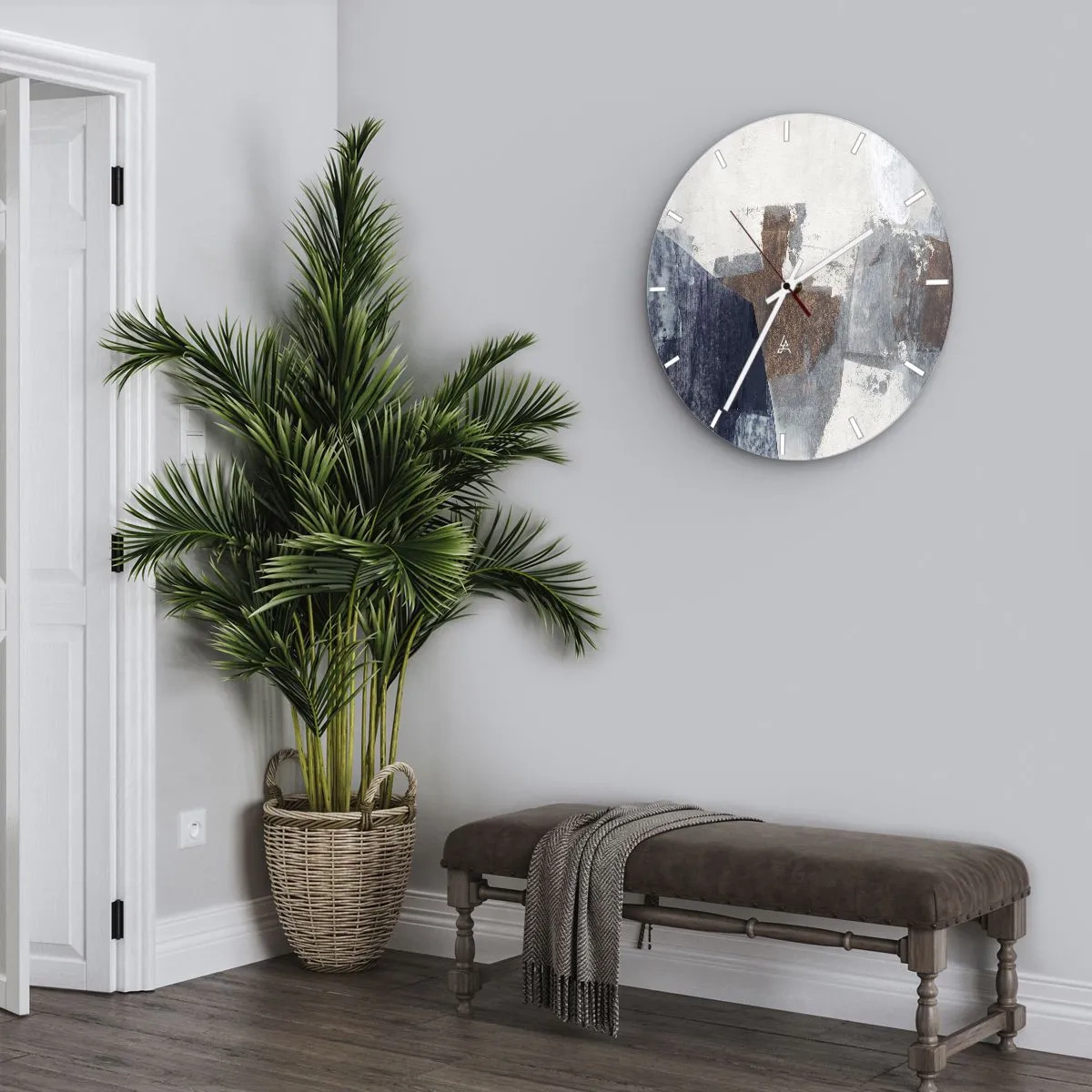 Horloge murale - Pendule murale - Formes bleues et brunes - 40x40 cm