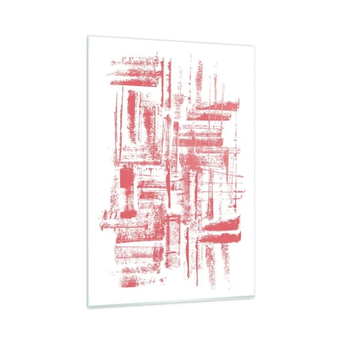 Impression sur verre - Image sur verre - Textures roses abstraites sur fond blanc - 80x120cm - La ville rouge - Décoration murale moderne pour le salon et la chambre ARTTOR