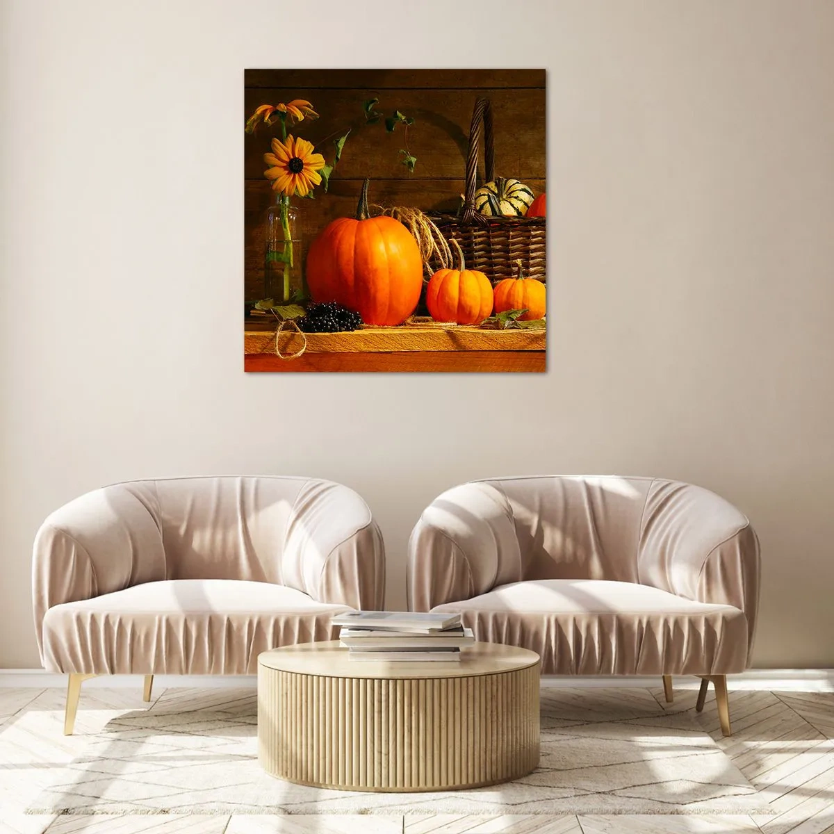 Impression sur verre - Image sur verre - Une composition rustique - cadeaux d'automne - 70x70 cm