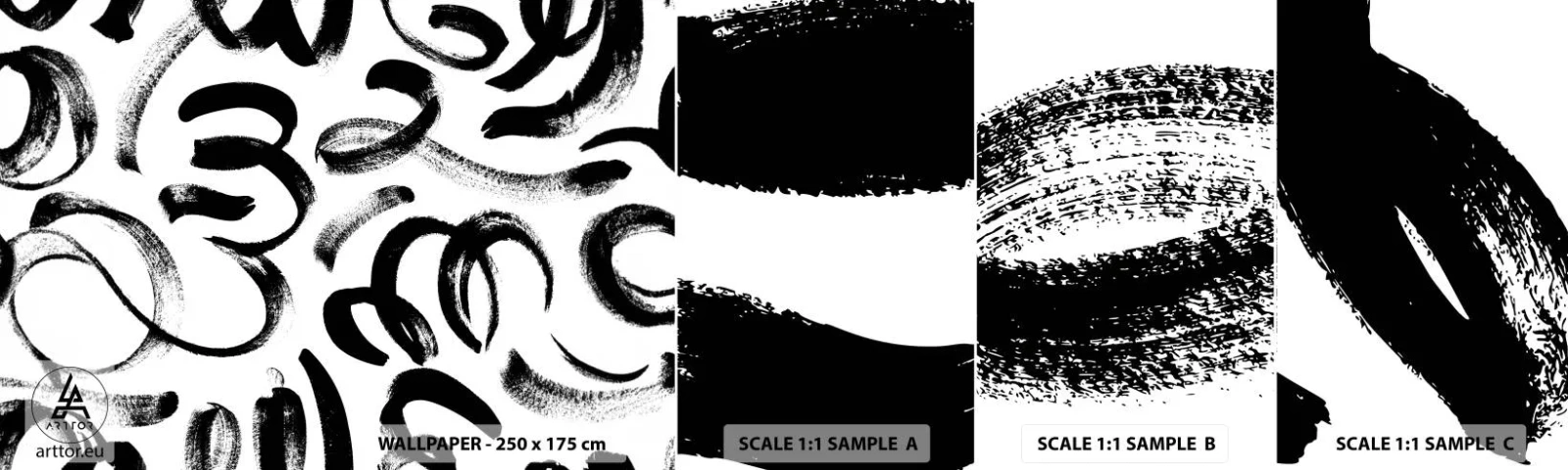 Échantillon De Papier Peint Standard Eco - Noir sur blanc - Art moderne, La modernité, Motifs - 100x30 cm