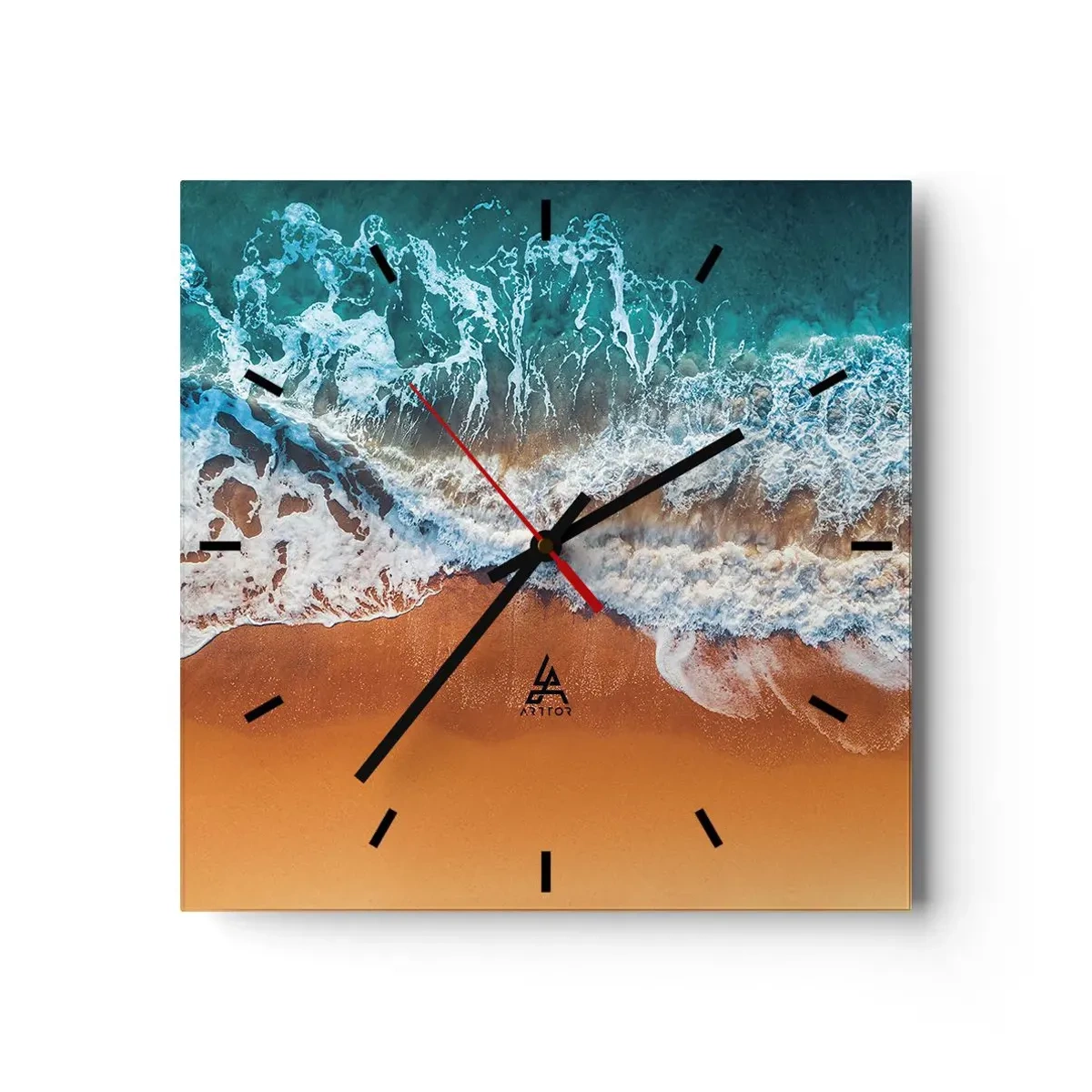 Horloge murale - Pendule murale - Vue aérienne des vagues de l'océan s'écrasant sur le rivage - 30x30cm - Toujours ensemble - Décoration murale moderne pour le salon et la chambre ARTTOR