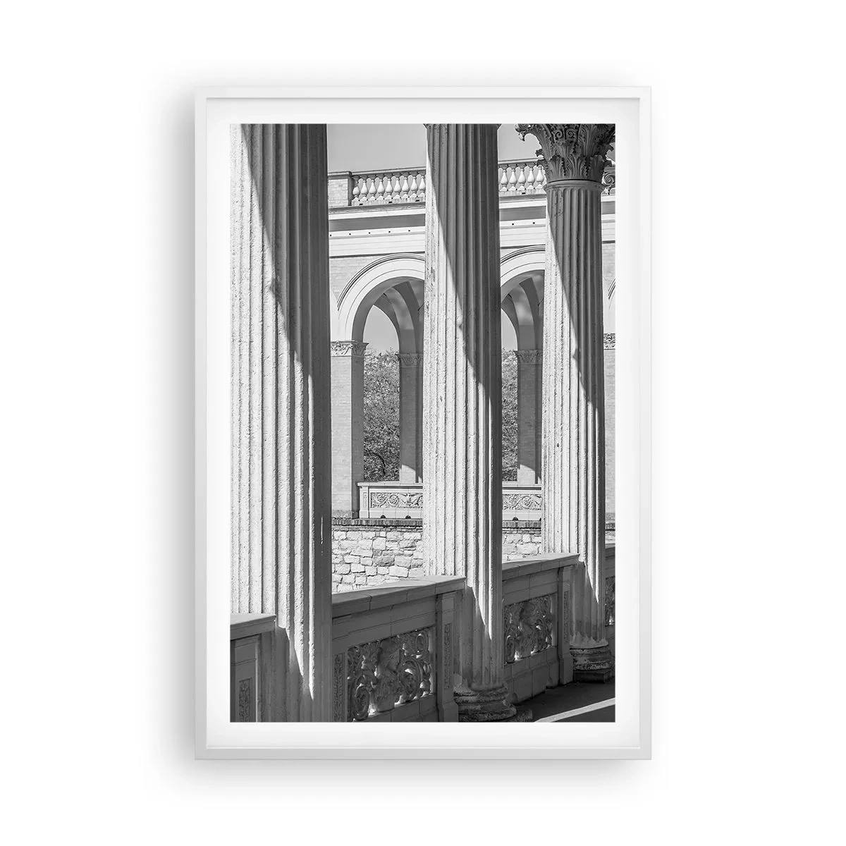 Affiche dans un cadre blanc - Poster - Arcade ensoleillée - 61x91 cm