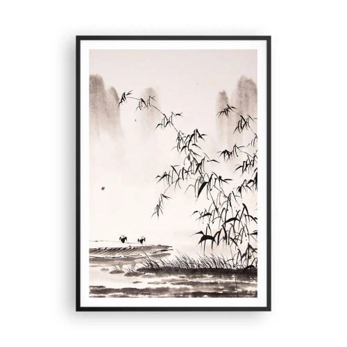 Affiche dans un cadre noir - Poster - Le silence des rizières - 70x100 cm