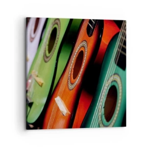 Impression sur toile - Image sur toile - La guitare a plusieurs couleurs - 70x70 cm