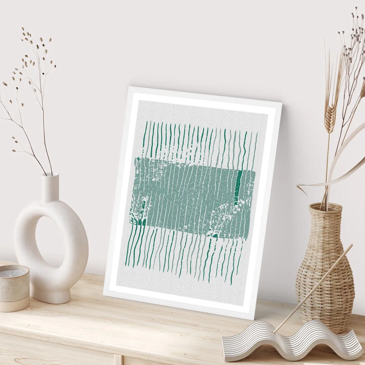 Affiche dans un cadre blanc - Poster - Abstraction de la mer - 61x91 cm