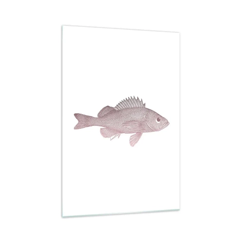 Impression sur verre - Image sur verre - Illustration détaillée d'un poisson sur fond blanc - 70x100cm - Poisson aux grands yeux - Décoration murale moderne pour le salon et la chambre ARTTOR