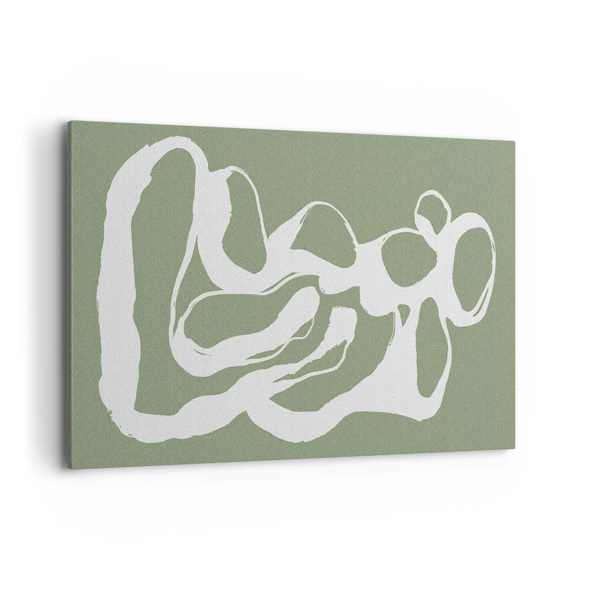 Impression sur toile - Image sur toile - Formes organiques en blanc sur fond vert - 120x80cm - L'appel de l'espace - Décoration murale moderne pour le salon et la chambre ARTTOR
