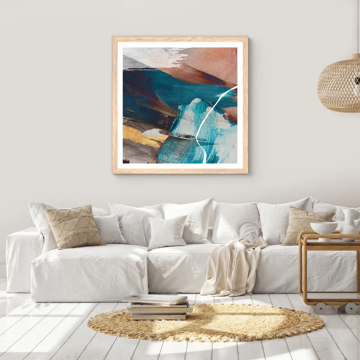 Affiche dans un chêne clair - Poster - Avec panache et énergie - 60x60 cm