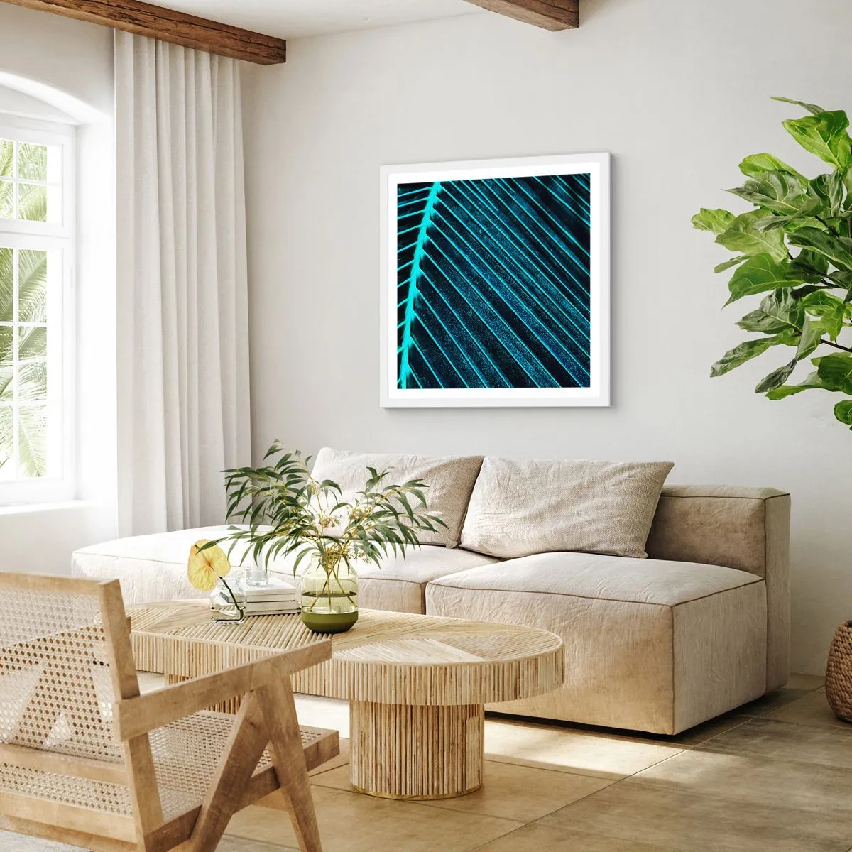 Affiche dans un cadre blanc - Poster - Texture verte - 40x40 cm