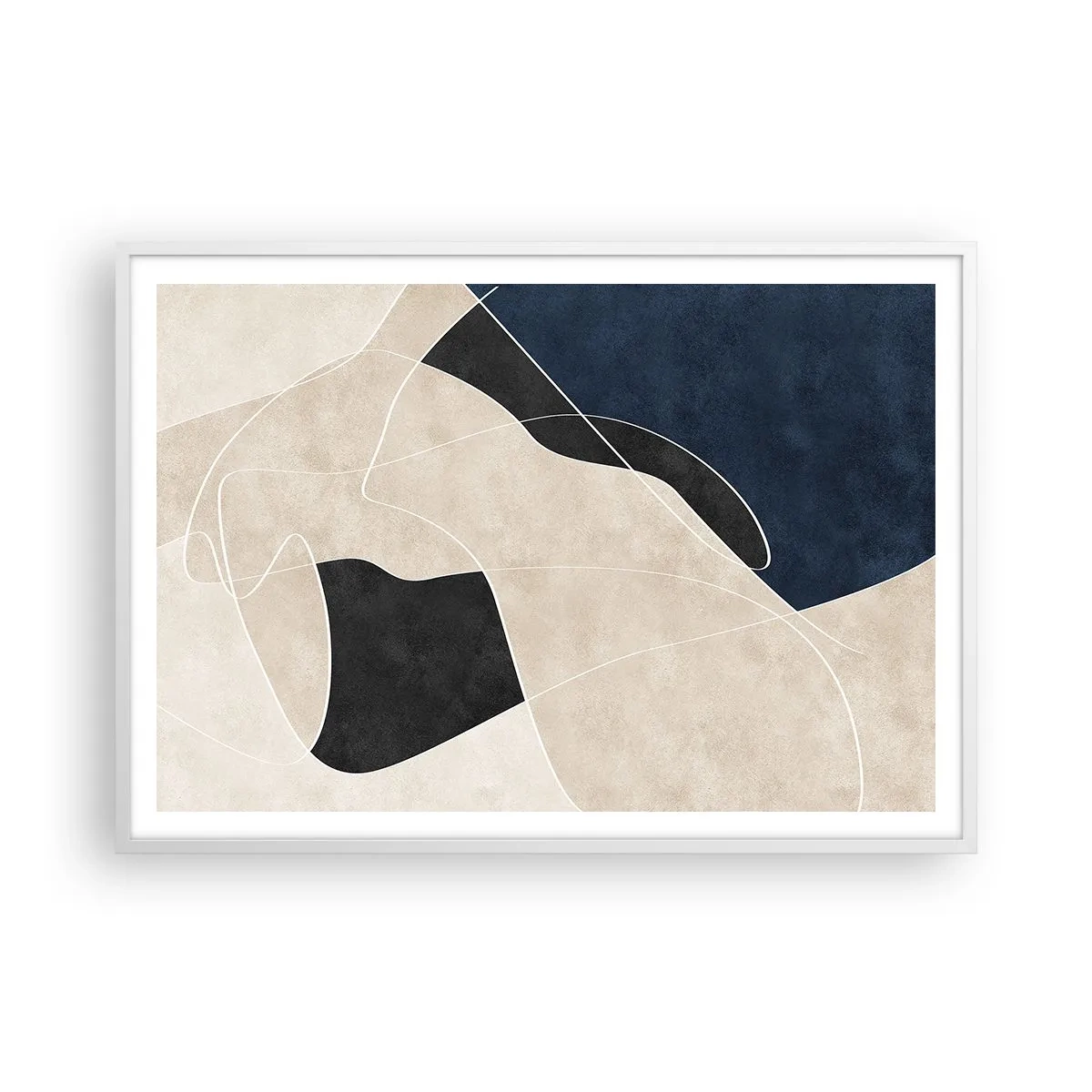 Affiche dans un cadre blanc - Poster - Composition abstraite - contraste de couleurs - 100x70 cm