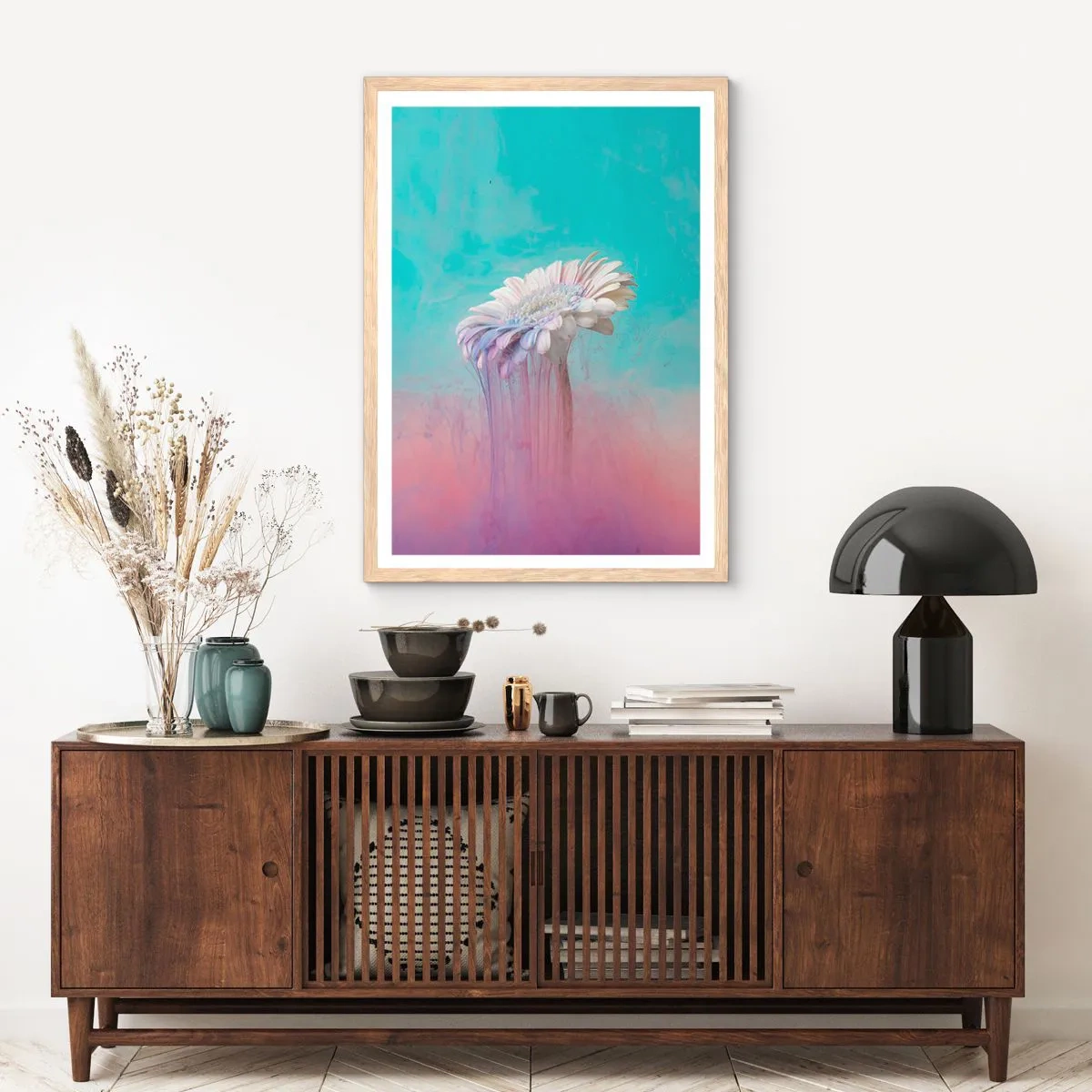 Affiche dans un chêne clair - Poster - Le monde souterrain des fleurs - 61x91 cm