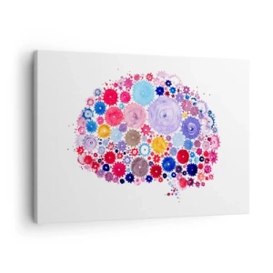 Impression sur toile - Image sur toile - Cerveau abstrait coloré avec un motif floral - 70x50cm - La machine la plus parfaite de la nature - Décoration murale moderne pour le salon et la chambre ARTTOR