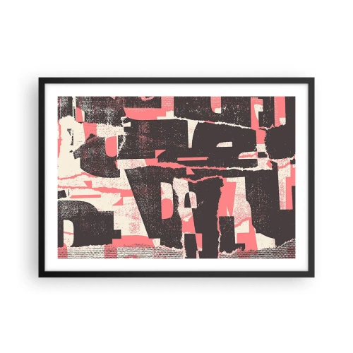 Affiche dans un cadre noir - Poster - Une composition abstraite dans les tons de rose et de marron. - 70x50cm - Tout ce tapage - Décoration murale moderne pour le salon et la chambre ARTTOR