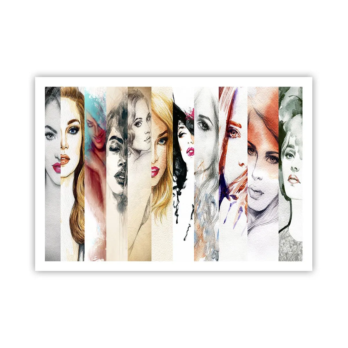 Affiche - Poster - Une collection de portraits de femmes dans divers styles artistiques. - 100x70cm - Et c'est toujours TOI - Décoration murale moderne pour le salon et la chambre ARTTOR