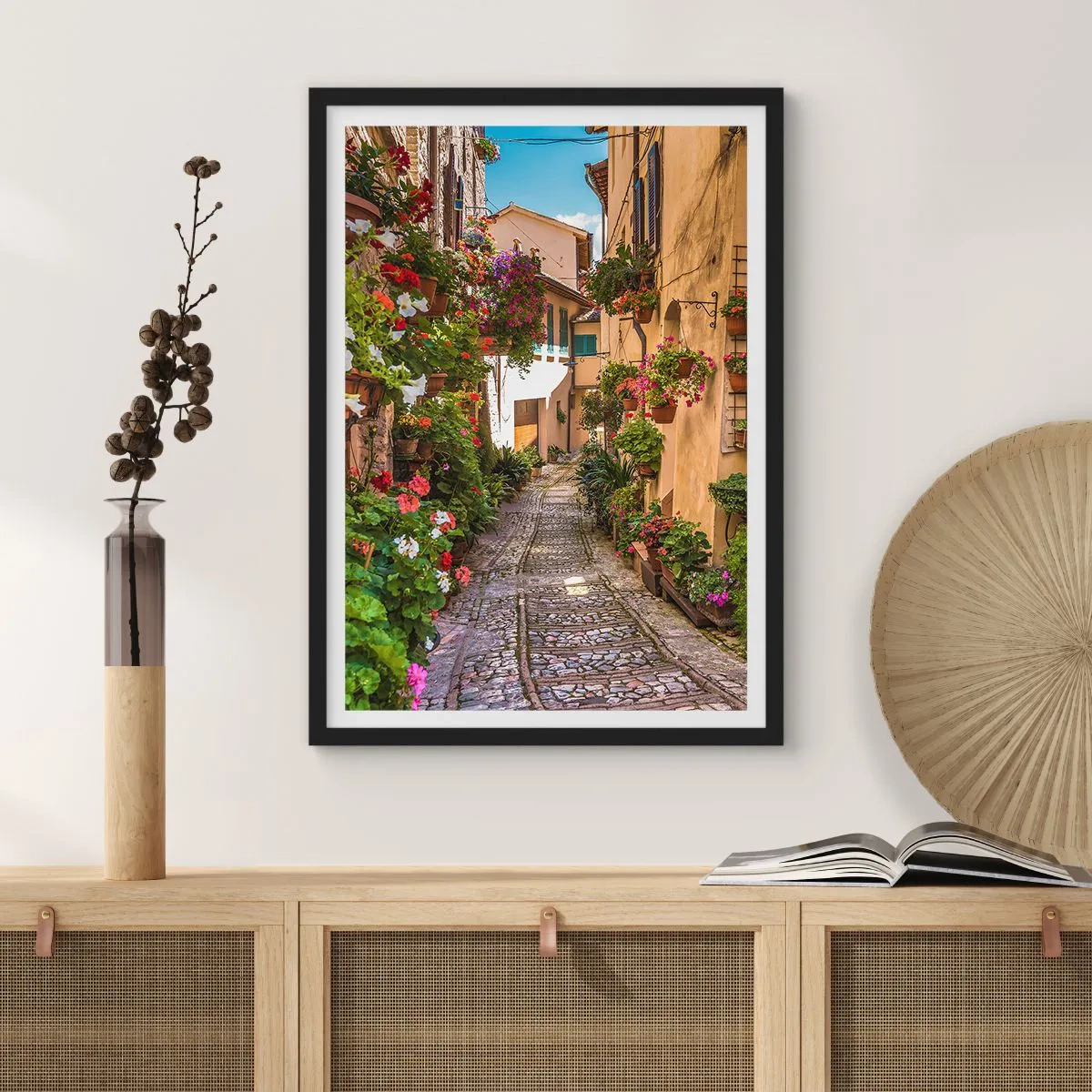 Affiche dans un cadre noir - Poster - Ruelle italienne - 40x50 cm