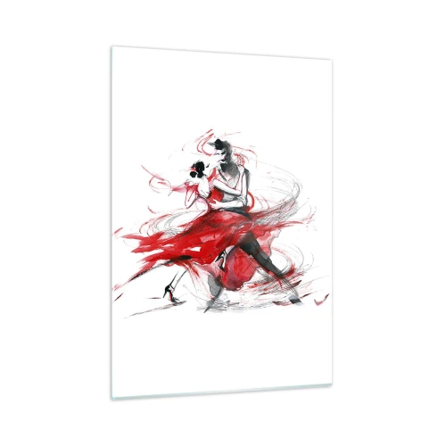 Impression sur verre - Image sur verre - Un couple de danseurs dans une danse aquarelle dynamique - 50x70cm - Tango - le rythme de la passion - Décoration murale moderne pour le salon et la chambre ARTTOR