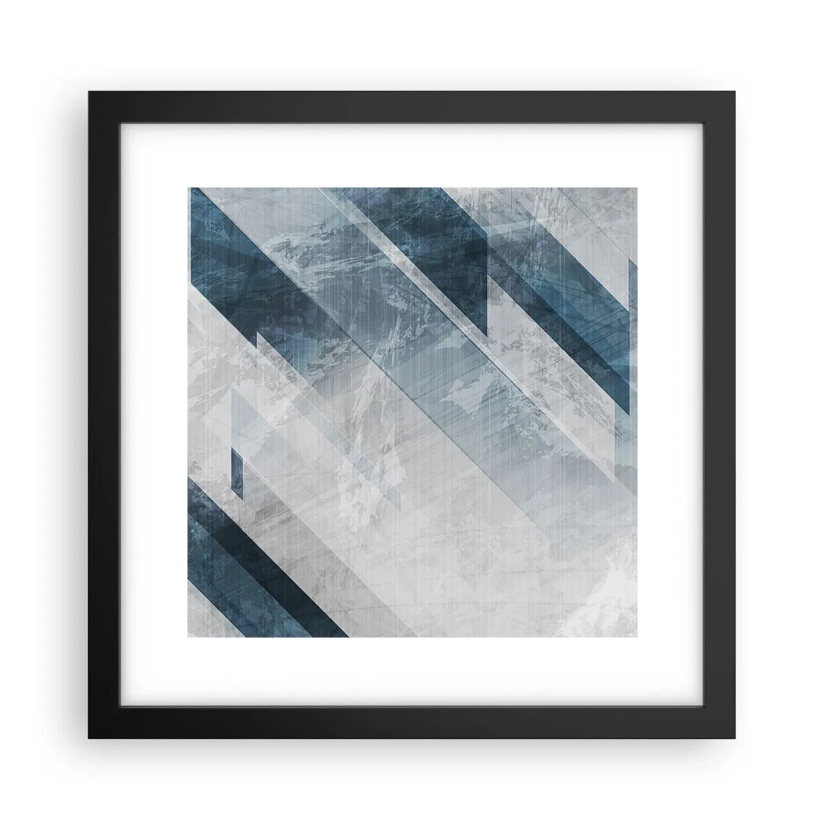 Affiche dans un cadre noir - Poster - Composition spatiale - mouvement gris - 30x30 cm