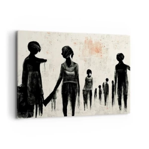 Impression sur toile - Image sur toile - Figures dans une composition monochrome sur fond clair - 120x80cm - Contre la solitude - Décoration murale moderne pour le salon et la chambre ARTTOR
