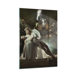 Impression sur verre - Image sur verre - Une figure d'ange tenant une femme dans les ruines d'un bâtiment - 50x70cm - L'esprit du théâtre ancien - Décoration murale moderne pour le salon et la chambre ARTTOR