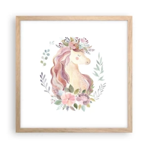 Affiche dans un chêne clair - Poster - Invitation au monde des contes de fées - 40x40 cm