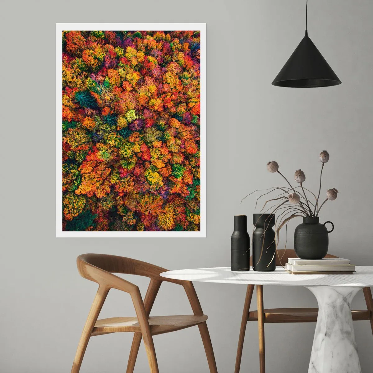 Affiche - Poster - Bouquet d'arbres automnal - 40x50 cm