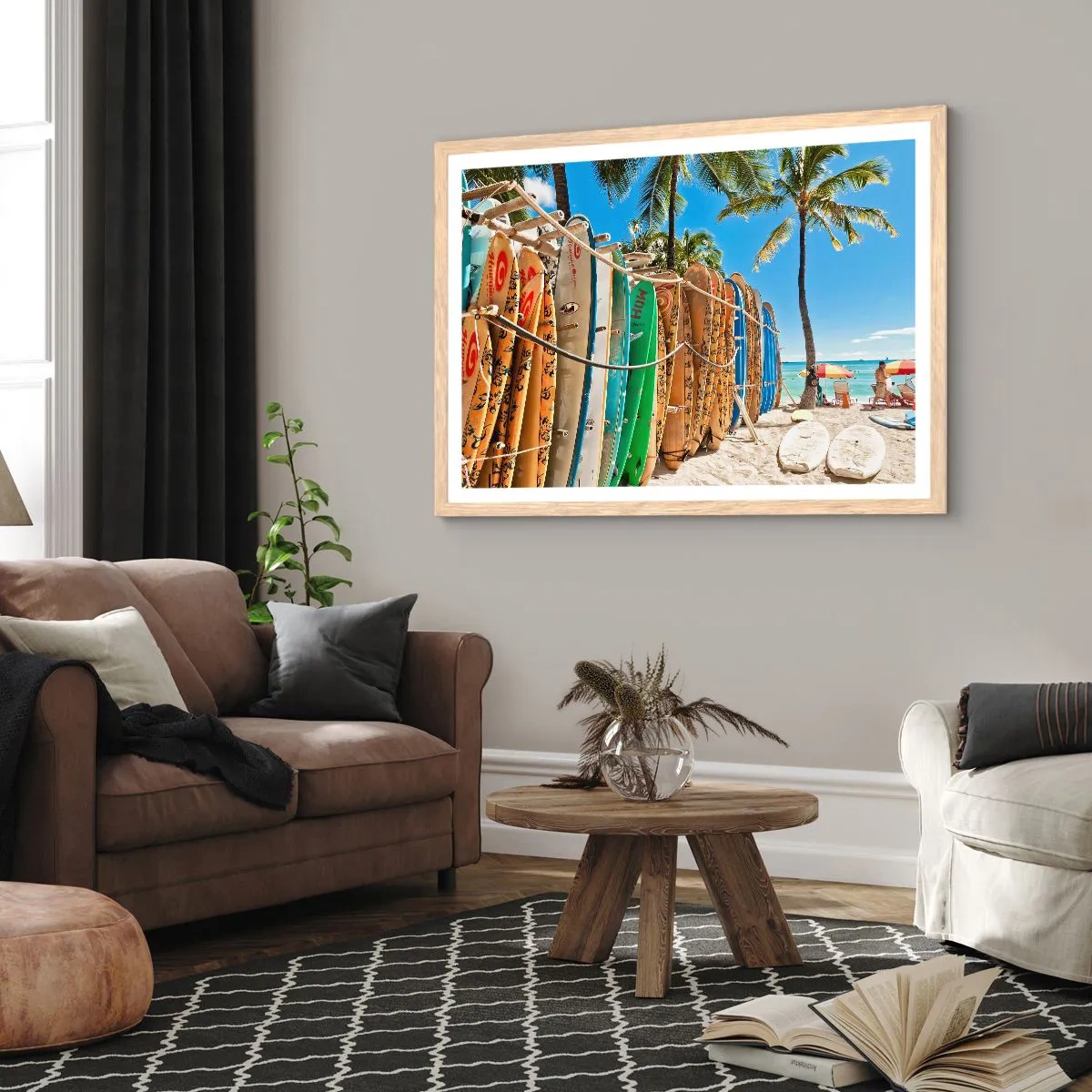 Affiche dans un chêne clair - Poster - Jeux ensoleillés - 100x70 cm