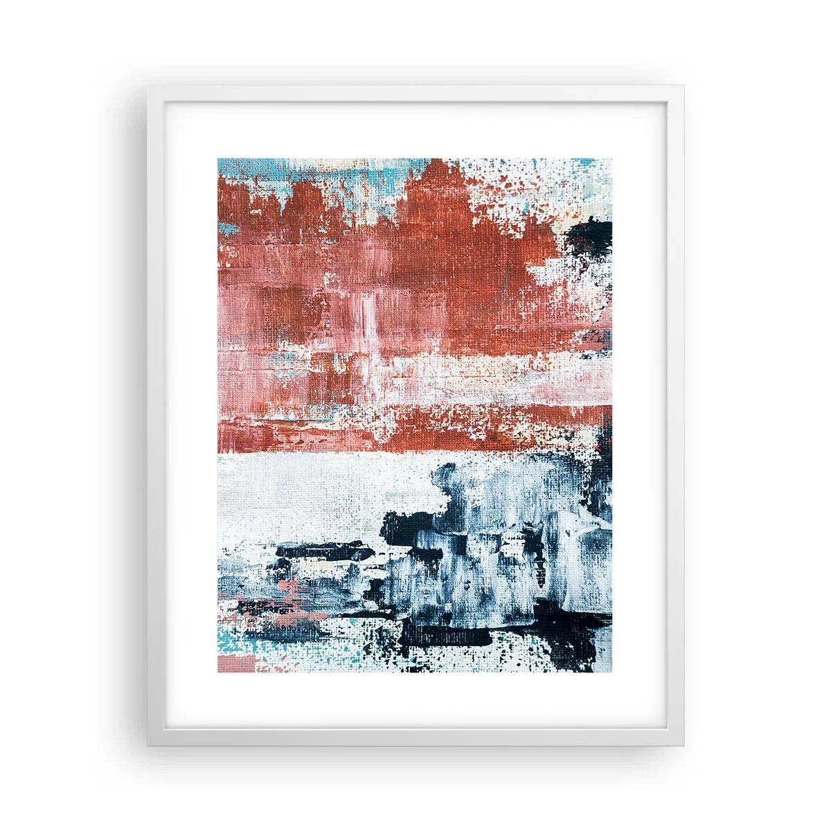 Affiche dans un cadre blanc - Poster - Moitié-moitié abstrait - 40x50 cm
