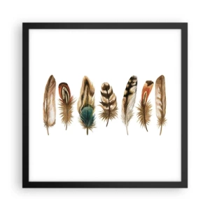 Affiche dans un cadre noir - Poster - Variation à plumes - 40x40 cm