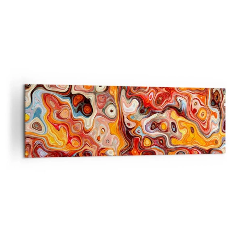 Impression sur toile - Image sur toile - Une composition abstraite dans des tons chauds de rouge, d'orange et de jaune. - 160x50cm - Si les noix fondaient dans du miel - Décoration murale moderne pour le salon et la chambre ARTTOR