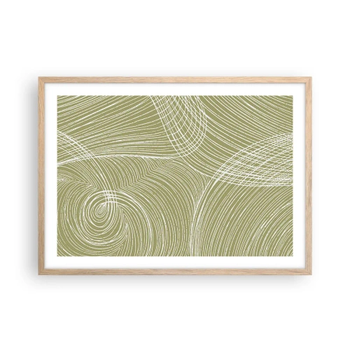 Affiche dans un chêne clair - Poster - Abstraction complexe de blanc - 70x50 cm