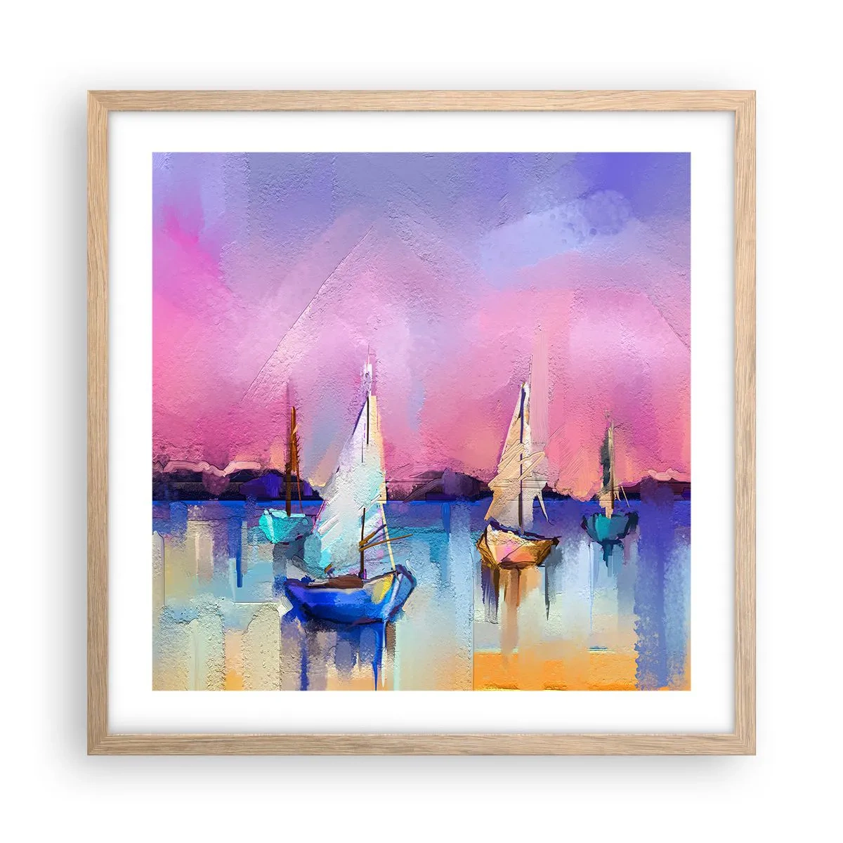 Affiche dans un chêne clair - Poster - Direction: les eaux larges - 50x50 cm