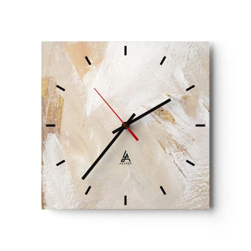 Horloge murale - Pendule murale - Des tons abstraits délicats dans des tons beiges et dorés - 30x30cm - Composition pastel - Décoration murale moderne pour le salon et la chambre ARTTOR