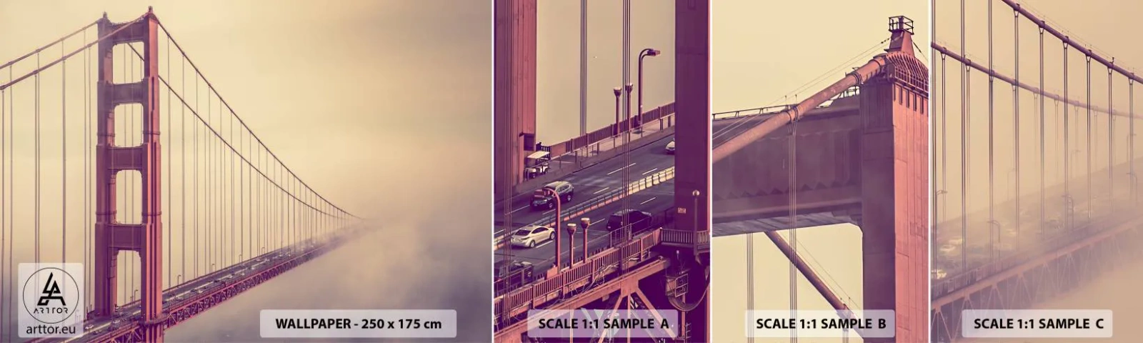 Échantillon De Papier Peint Standard Eco - Entre ciel et terre - Paysage, Architecture, San Francisco - 100x30 cm