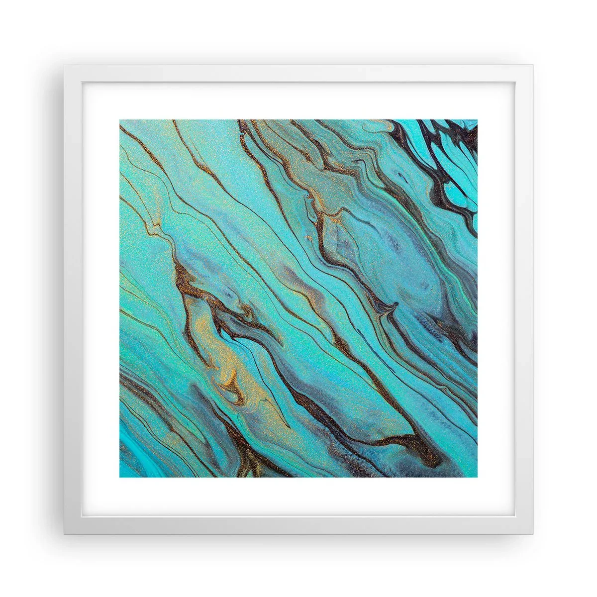 Affiche dans un cadre blanc - Poster - Marée turquoise - 40x40 cm