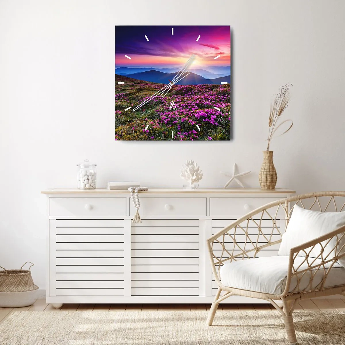 Horloge murale - Pendule murale - Les herbes sentaient les grappes fraîches de la récolte - 30x30 cm