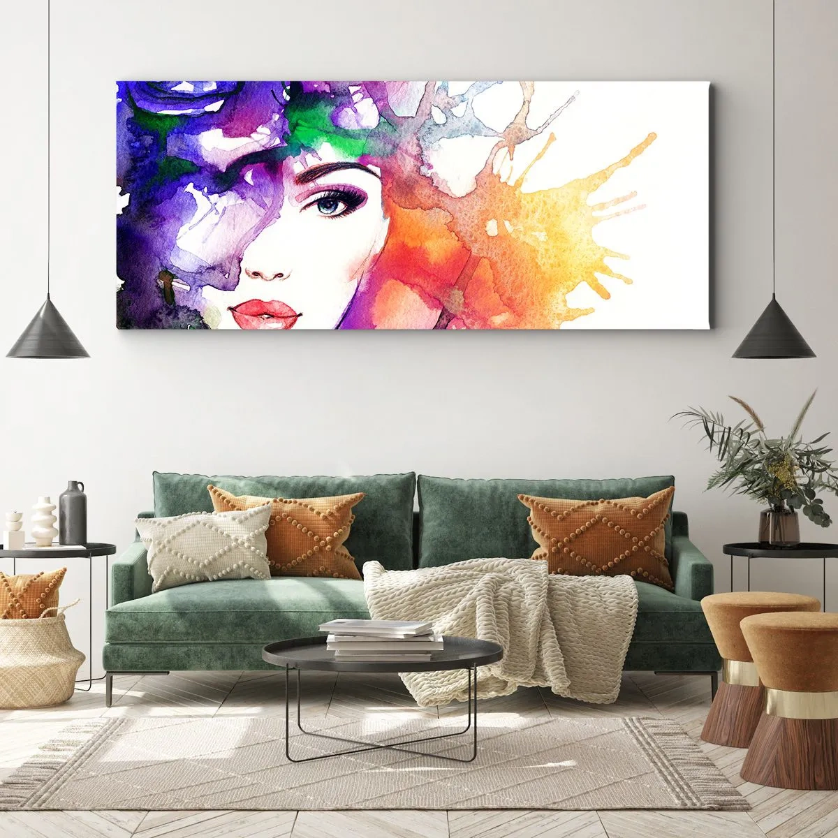 Impression sur toile - Image sur toile - Avec la tête dans les nuages - 100x40 cm