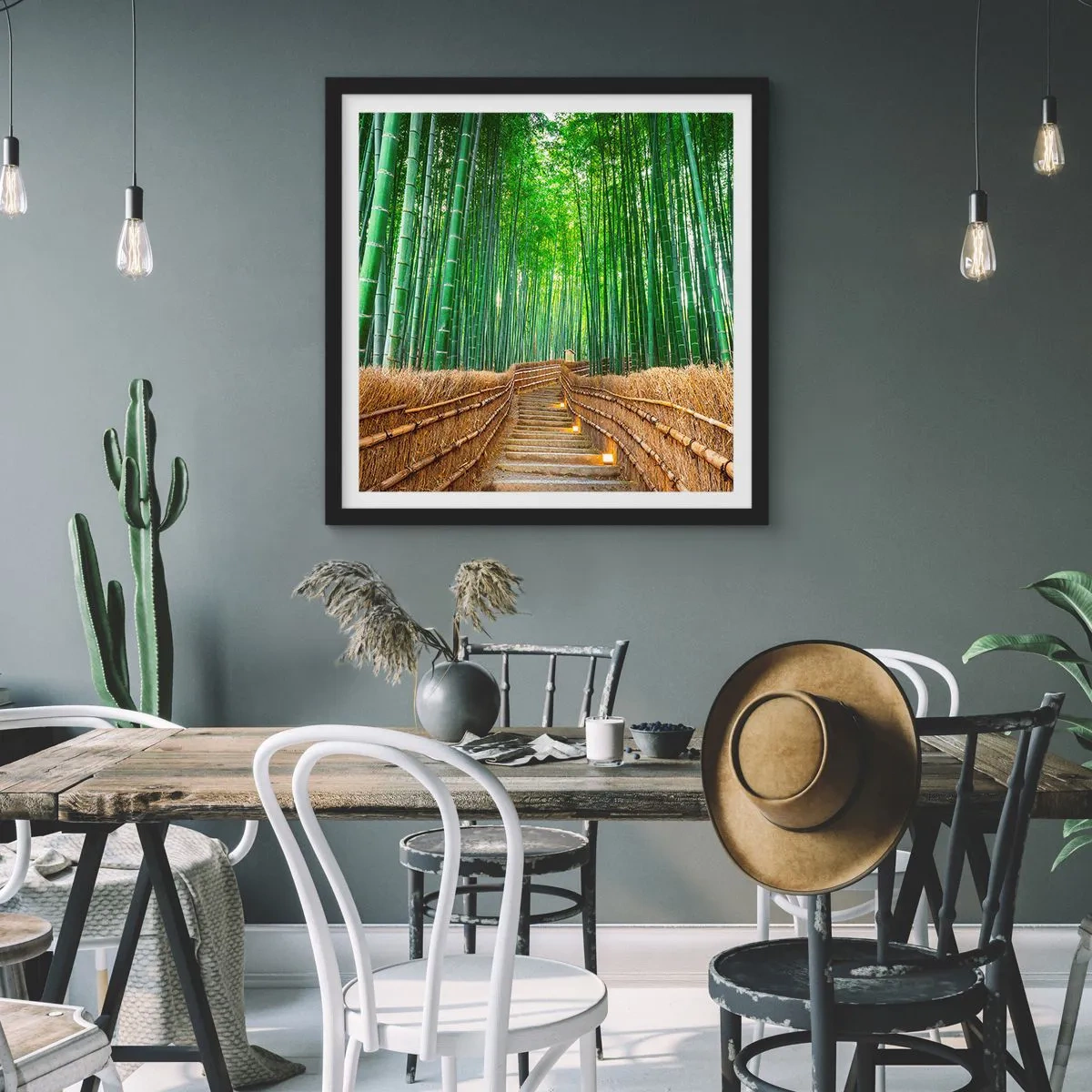 Affiche dans un cadre noir - Poster - L'essence de la nature asiatique - 30x30 cm