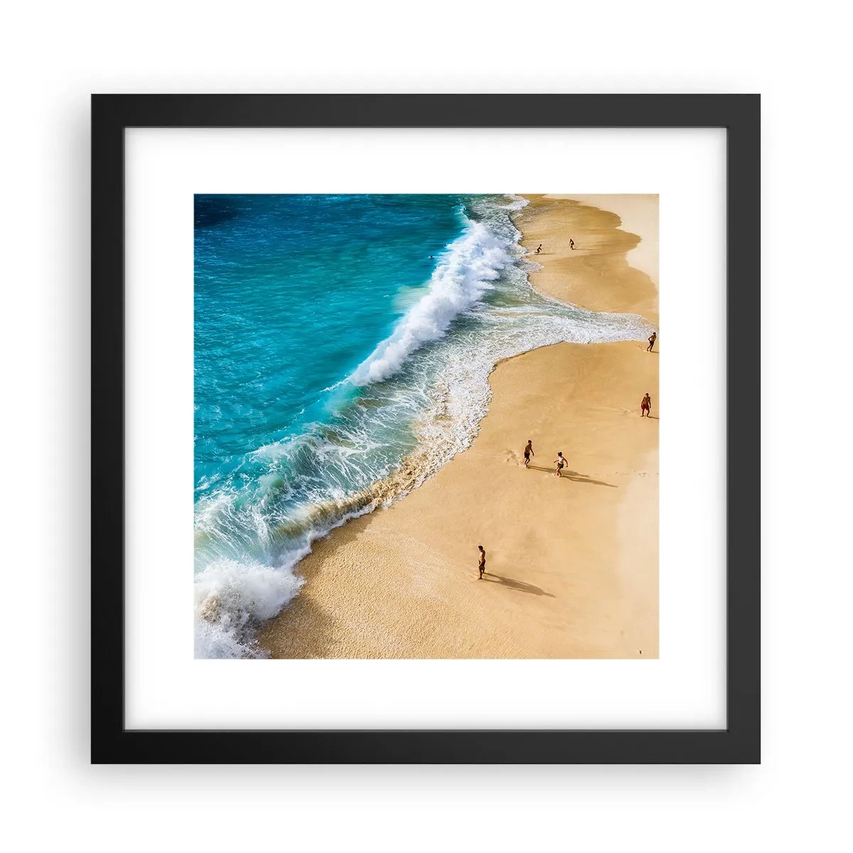 Affiche dans un cadre noir - Poster - Et ensuite le soleil, la plage… - 30x30 cm