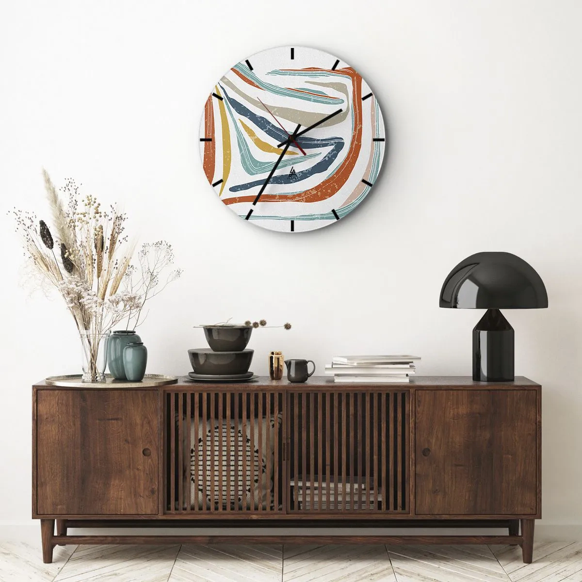 Horloge murale - Pendule murale - Abstraction avec un sourire amical - 30x30 cm