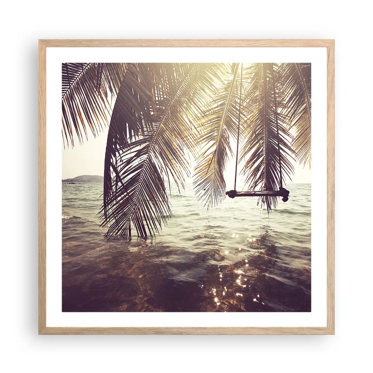 Affiche dans un chêne clair - Poster - Vous pouvez vous balancer dans les nuages à volonté - 60x60 cm